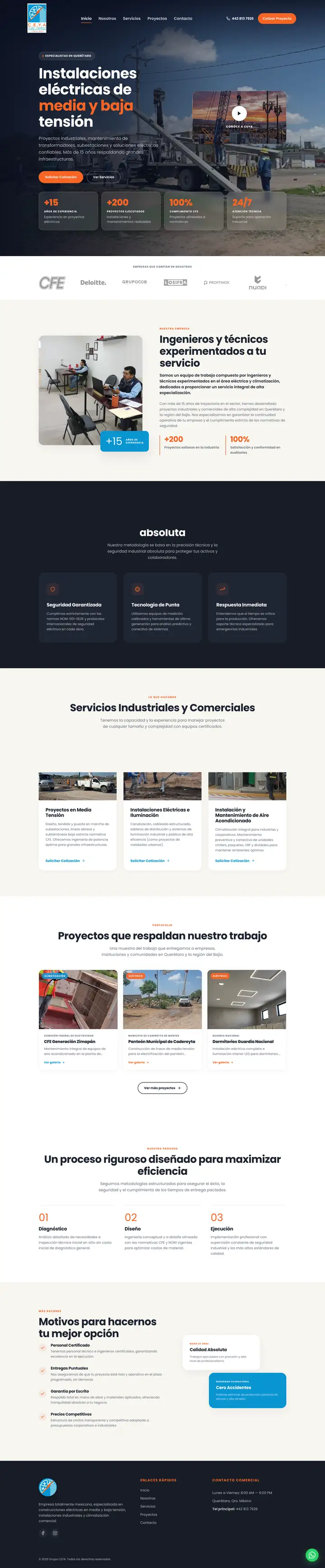 Full-page tour of the Grupo CEYA website