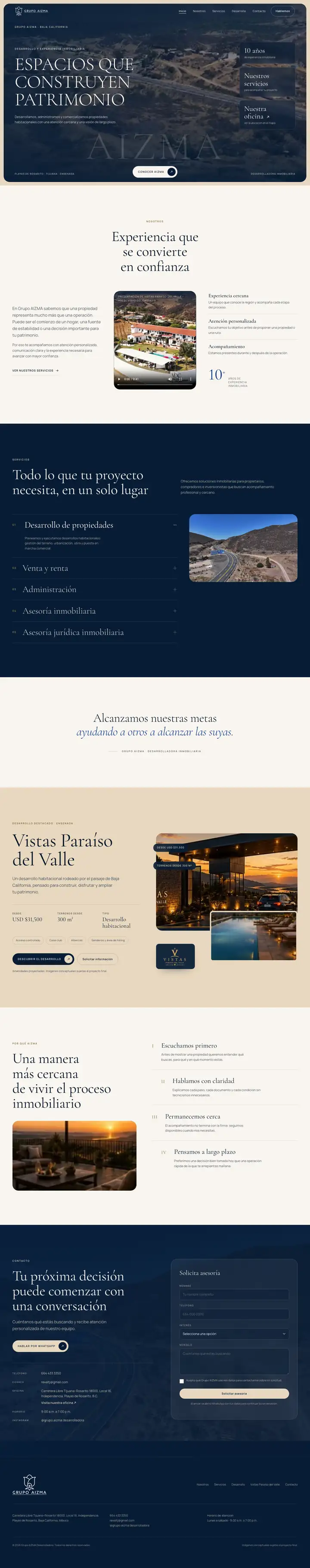Full-page tour of the Grupo AIZMA website