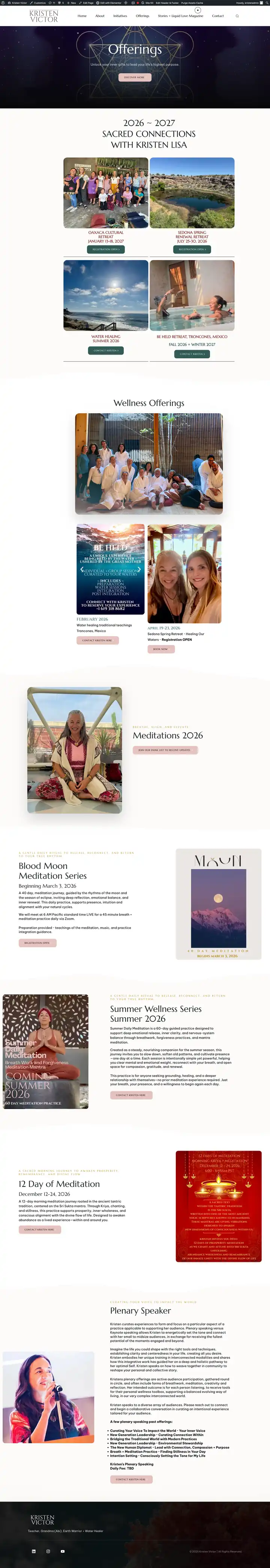 Full-page tour of the Kristen Victor website