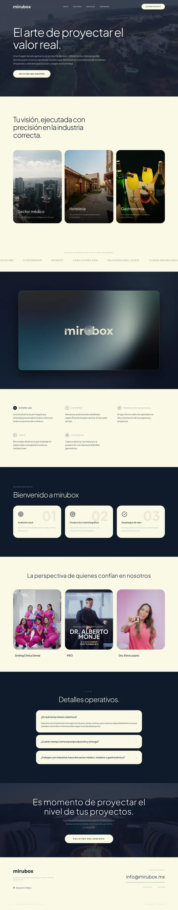 Full-page tour of the Mirubox website