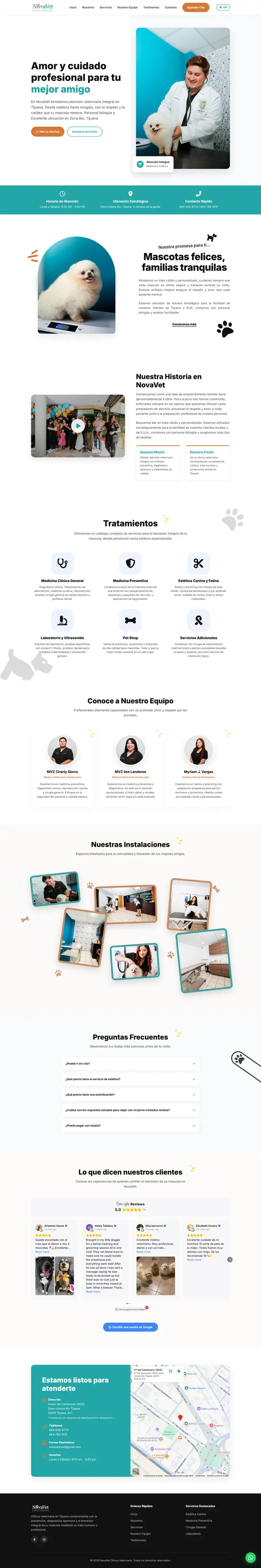Full-page tour of the NovaVet website