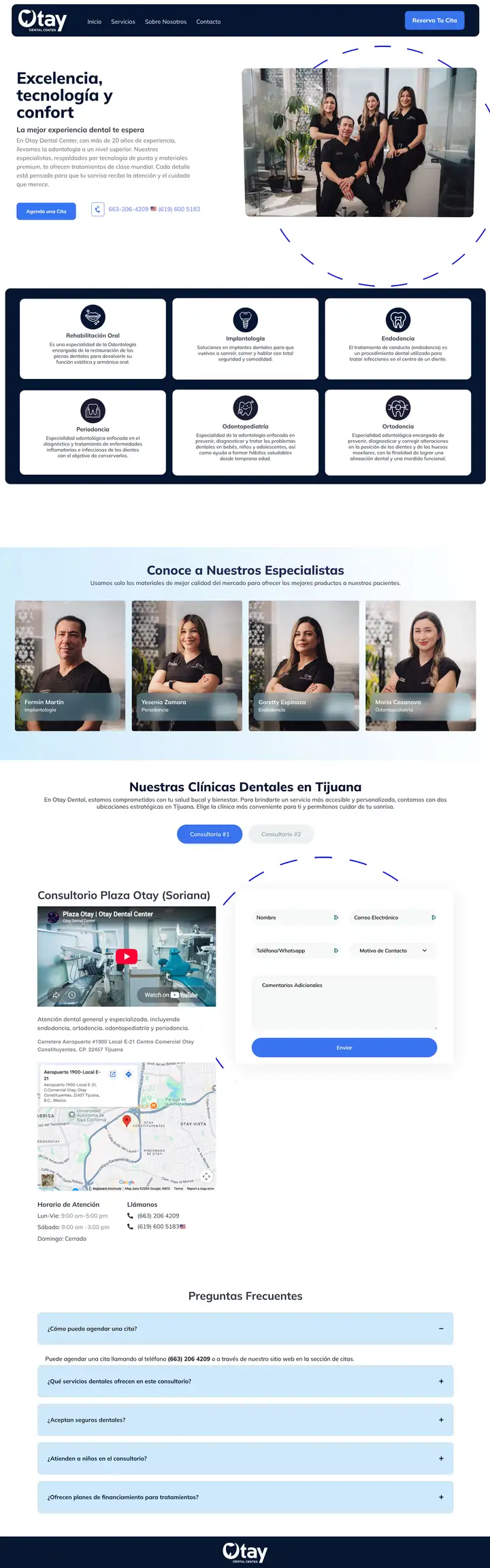 Full-page tour of the Otay Dental Center website
